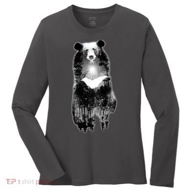 Moon Bear Wilderness Double Exposure Women's Long Sleeve Shirt