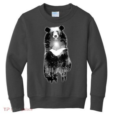 Moon Bear Wilderness Double Exposure Kids Sweatshirt