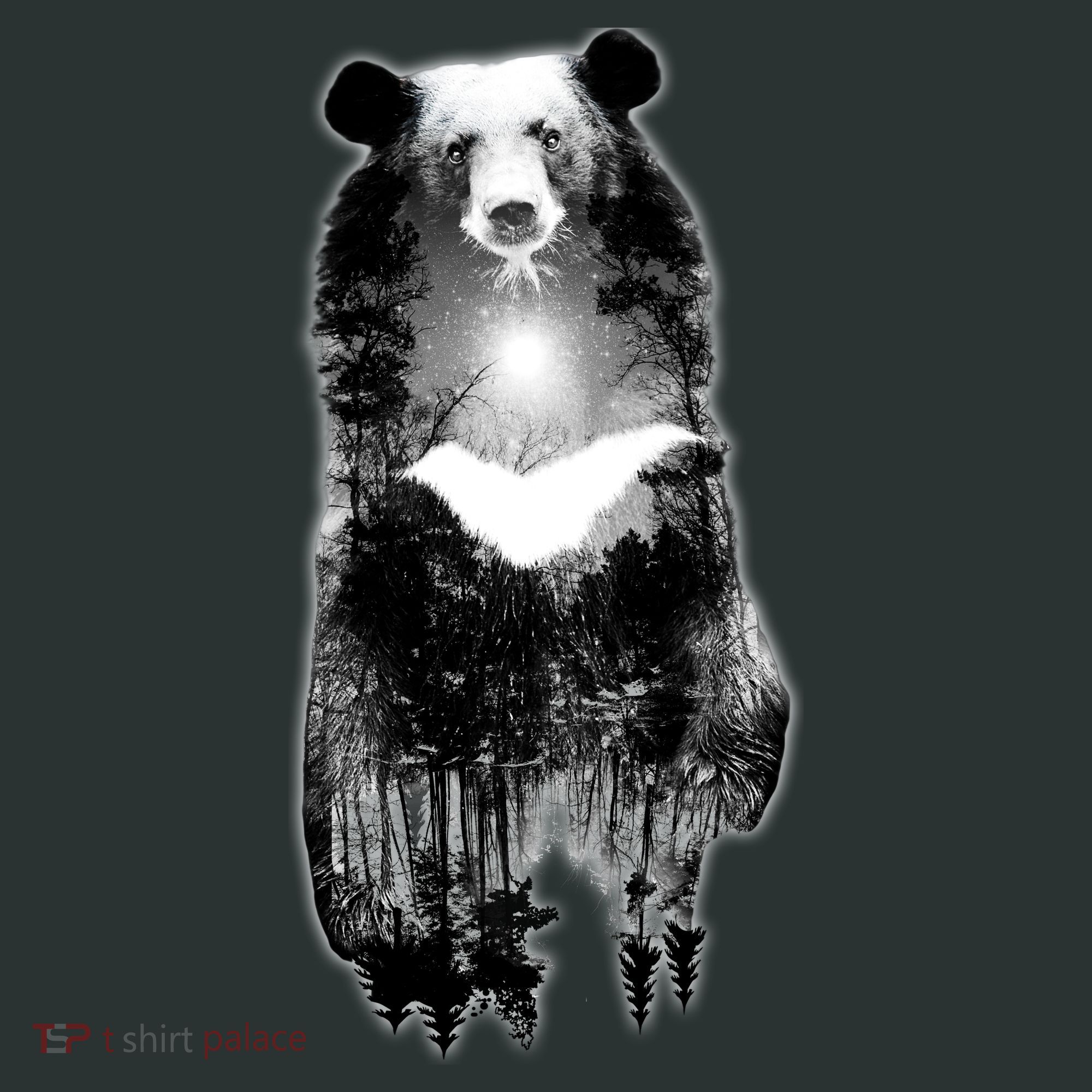 Moon Bear Wilderness Double Exposure Kids Hoodie