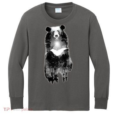 Moon Bear Wilderness Double Exposure Kids Long Sleeve Shirt