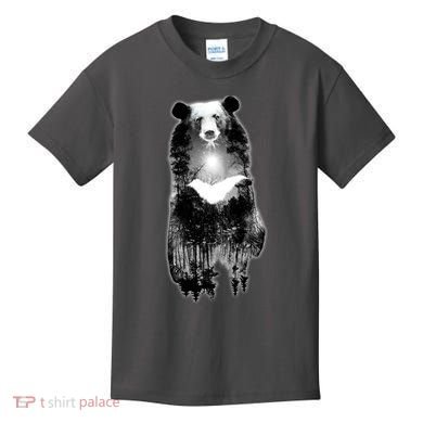 Moon Bear Wilderness Double Exposure Kids T-Shirt