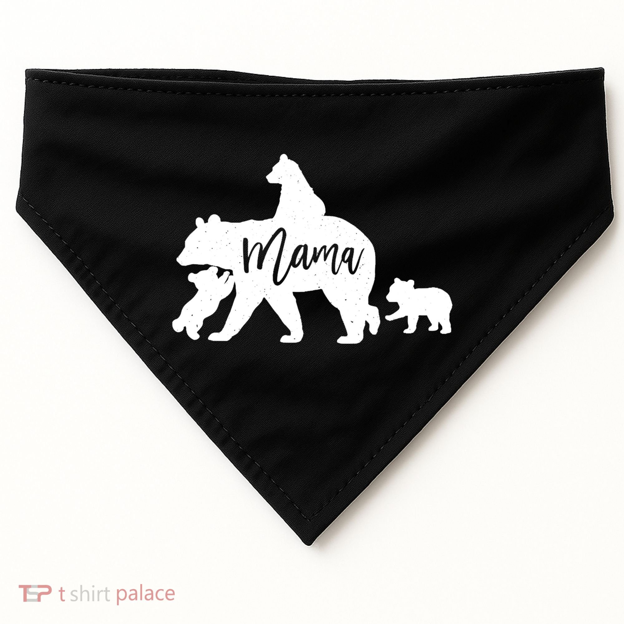 Mama Bear 3 Baby Bear Cubs Following Riding On Back TShirt TShirt USA-Made Doggie Bandana