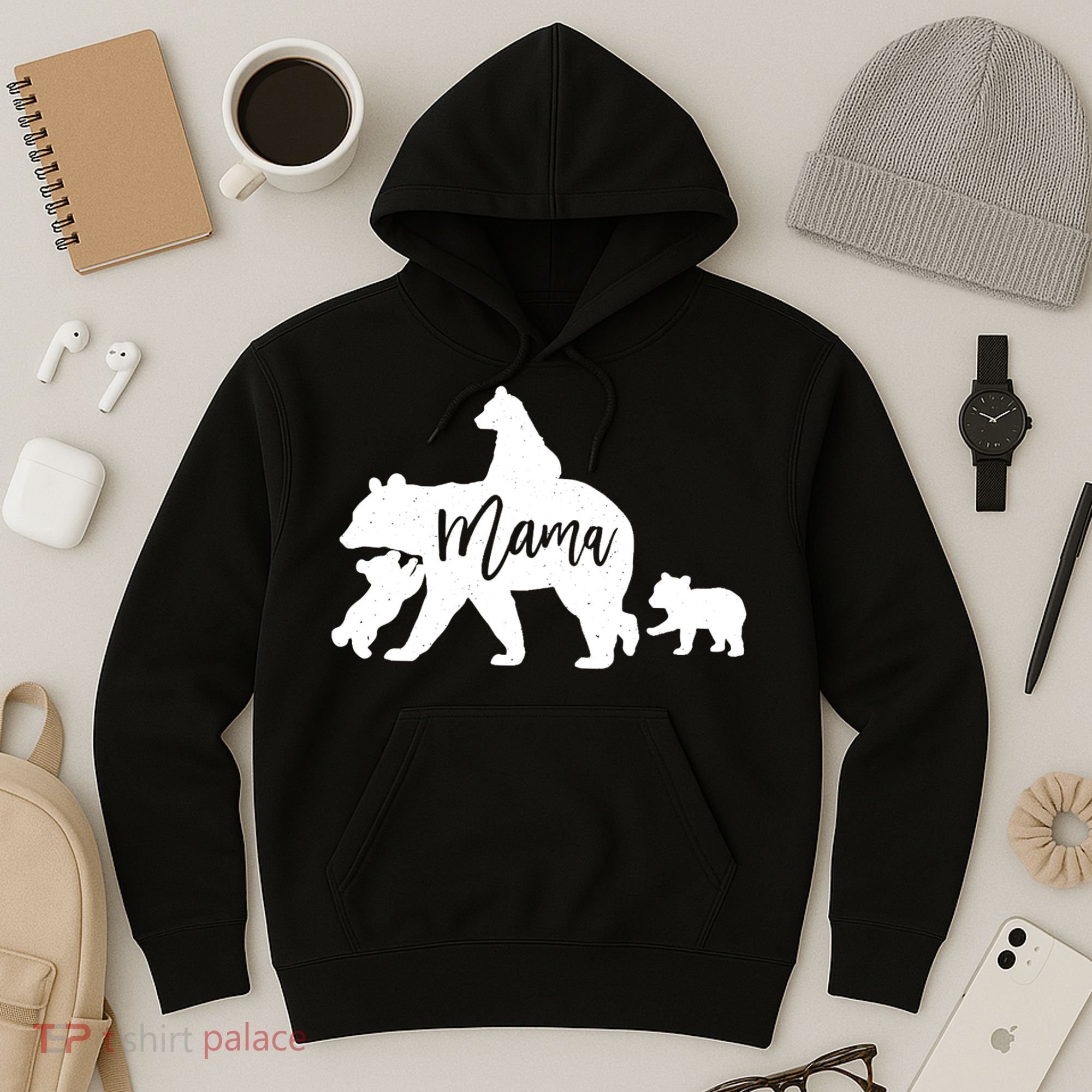 Mama Bear 3 Baby Bear Cubs Following Riding On Back TShirt TShirt Hoodie