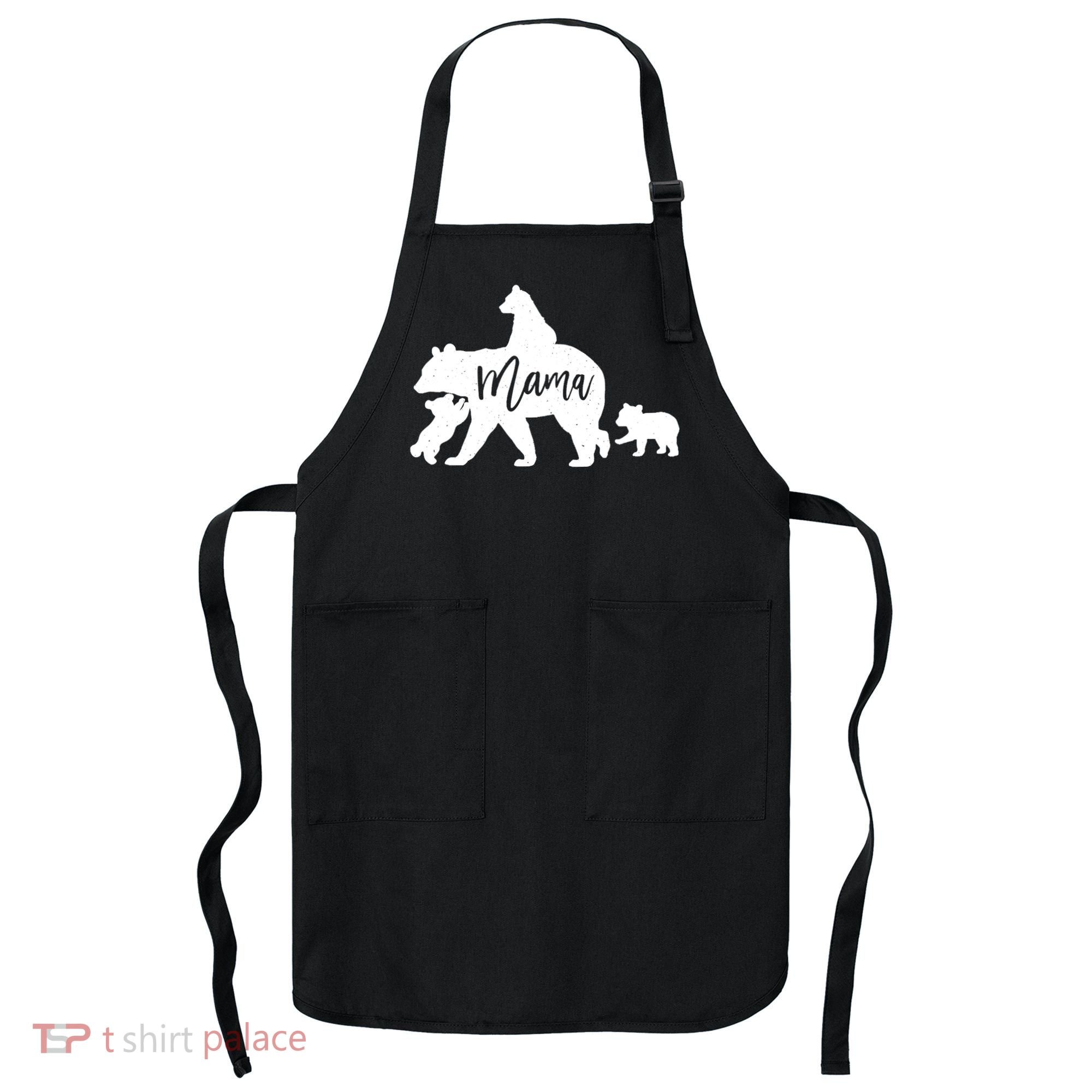 Mama Bear 3 Baby Bear Cubs Following Riding On Back TShirt TShirt Apron
