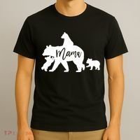 Mama Bear 3 Baby Bear Cubs Following Riding On Back TShirt TShirt T-Shirt thumb 3