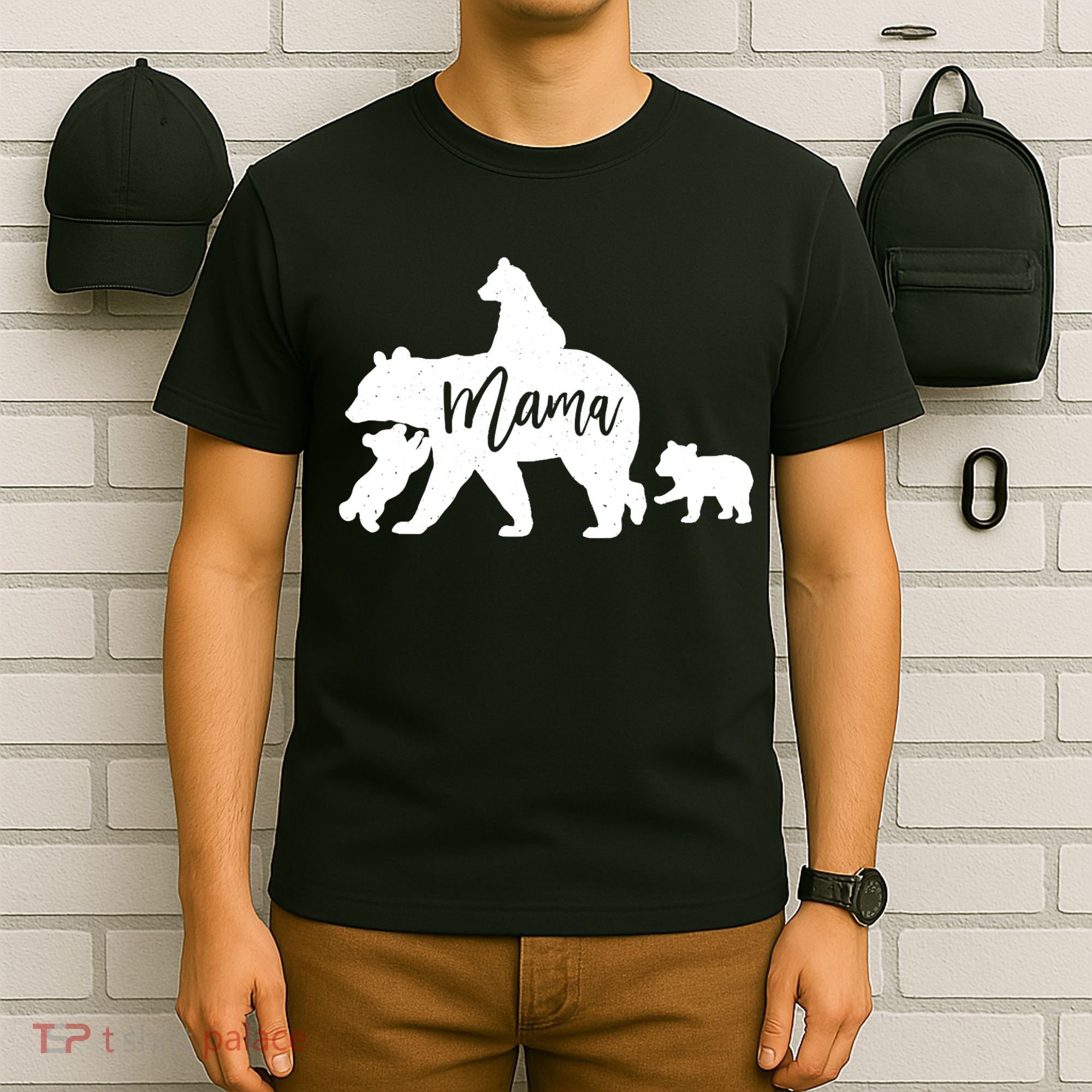 Mama Bear 3 Baby Bear Cubs Following Riding On Back TShirt TShirt T-Shirt