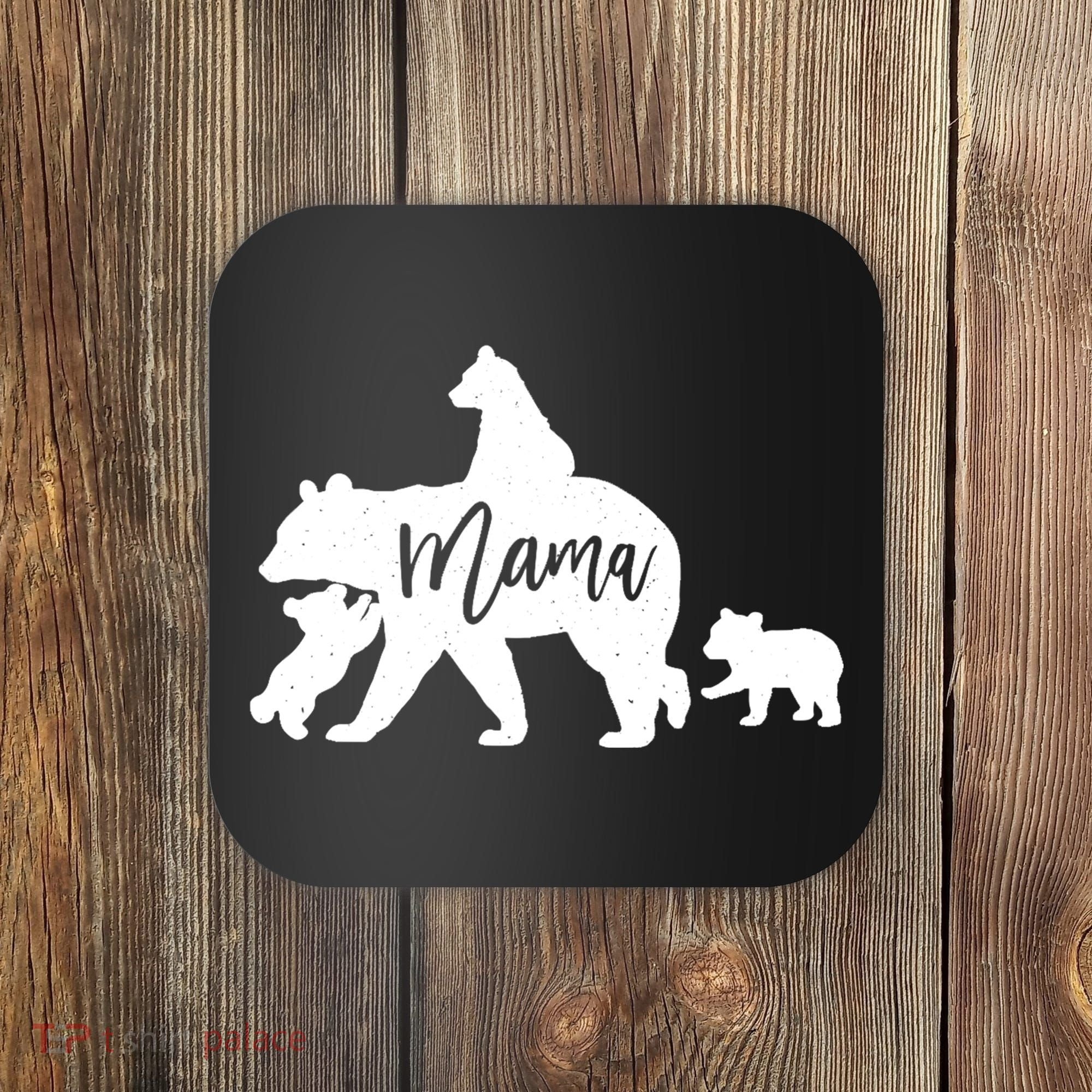 Mama Bear 3 Baby Bear Cubs Following Riding On Back TShirt TShirt Coaster