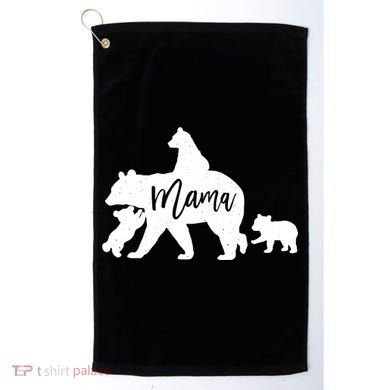 Mama Bear 3 Baby Bear Cubs Following Riding On Back TShirt TShirt Golf Towel