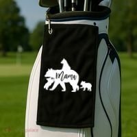 Mama Bear 3 Baby Bear Cubs Following Riding On Back TShirt TShirt Golf Towel thumb 2