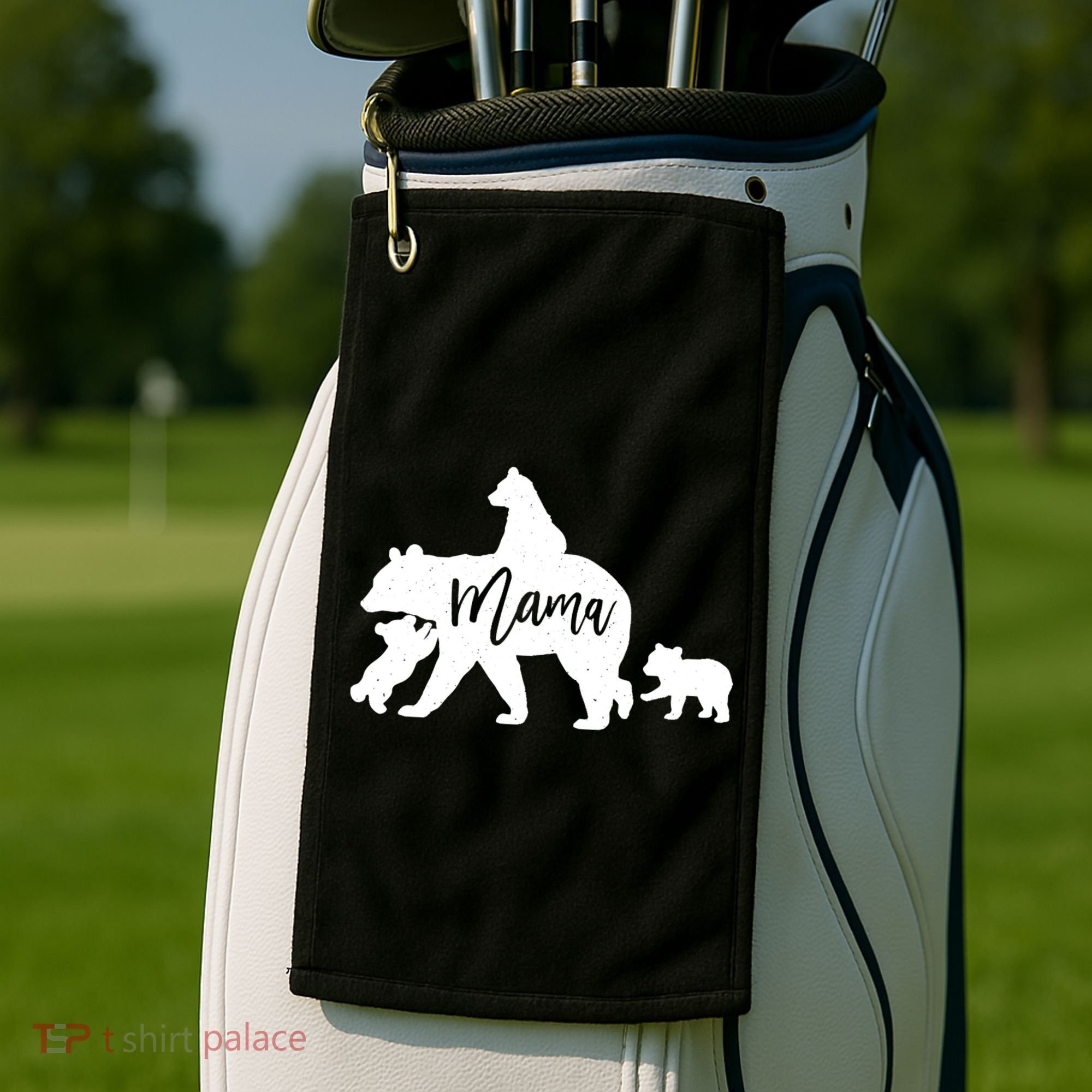Mama Bear 3 Baby Bear Cubs Following Riding On Back TShirt TShirt Golf Towel