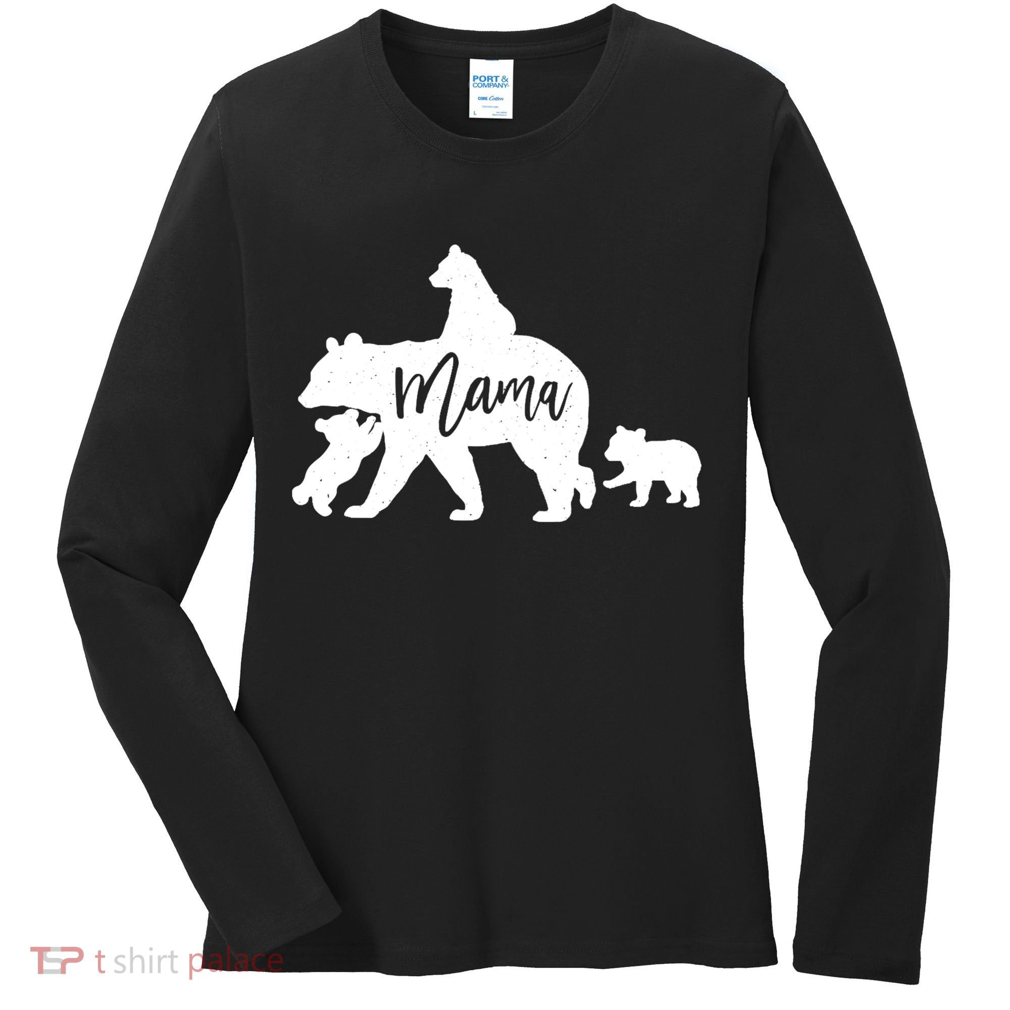 Mama Bear 3 Baby Bear Cubs Following Riding On Back TShirt TShirt Women's Long Sleeve Shirt
