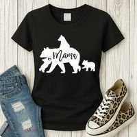 Mama Bear 3 Baby Bear Cubs Following Riding On Back TShirt TShirt Women's T-Shirt thumb 3
