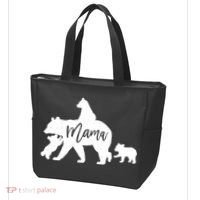 Mama Bear 3 Baby Bear Cubs Following Riding On Back TShirt TShirt Tote Bag thumb 3