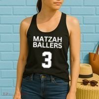 Matzah Ballers 3 Funny Jewish Pun Basketball Team Jersey Women's Tank Top thumb 2