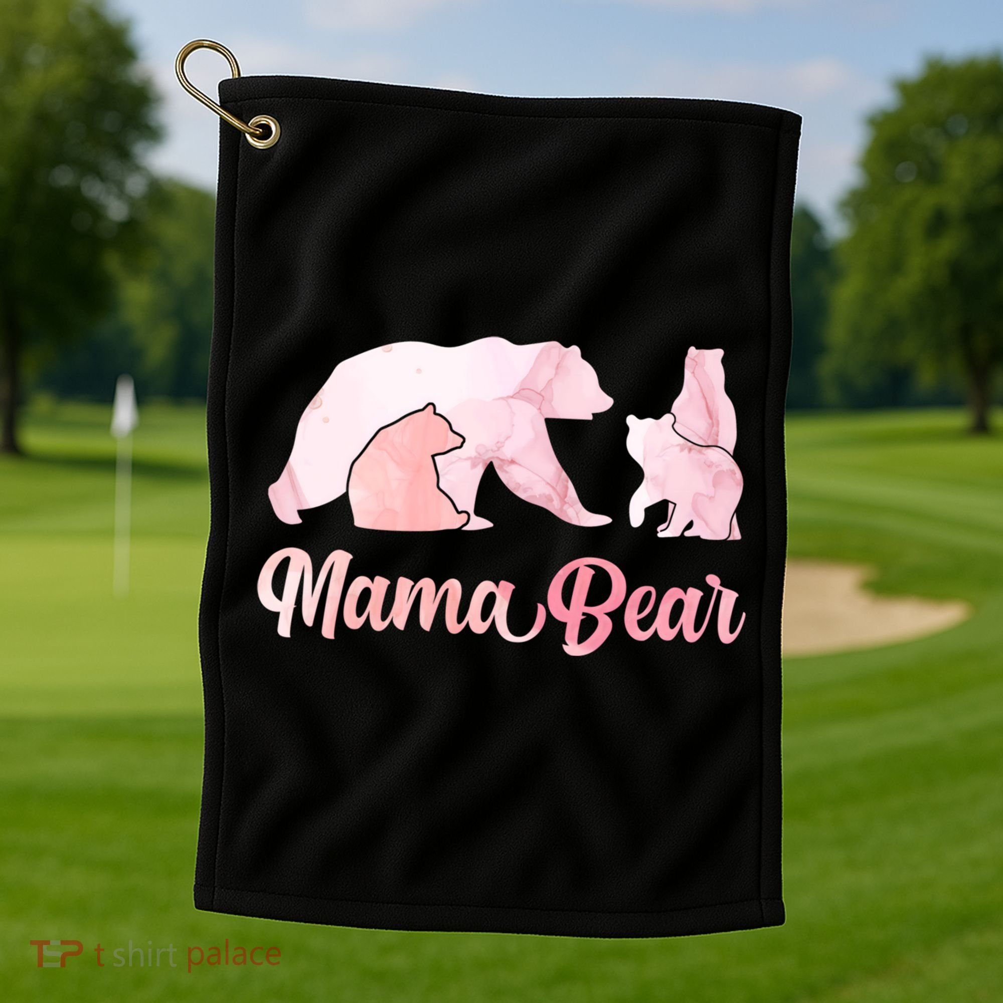 Mama Bear 3 Cubs Mom Bear Awesome Camping Gift Golf Towel