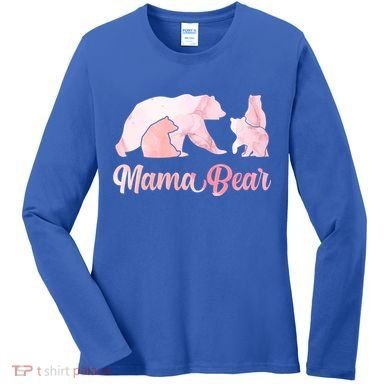 Mama Bear 3 Cubs Mom Bear Awesome Camping Gift Women's Long Sleeve Shirt