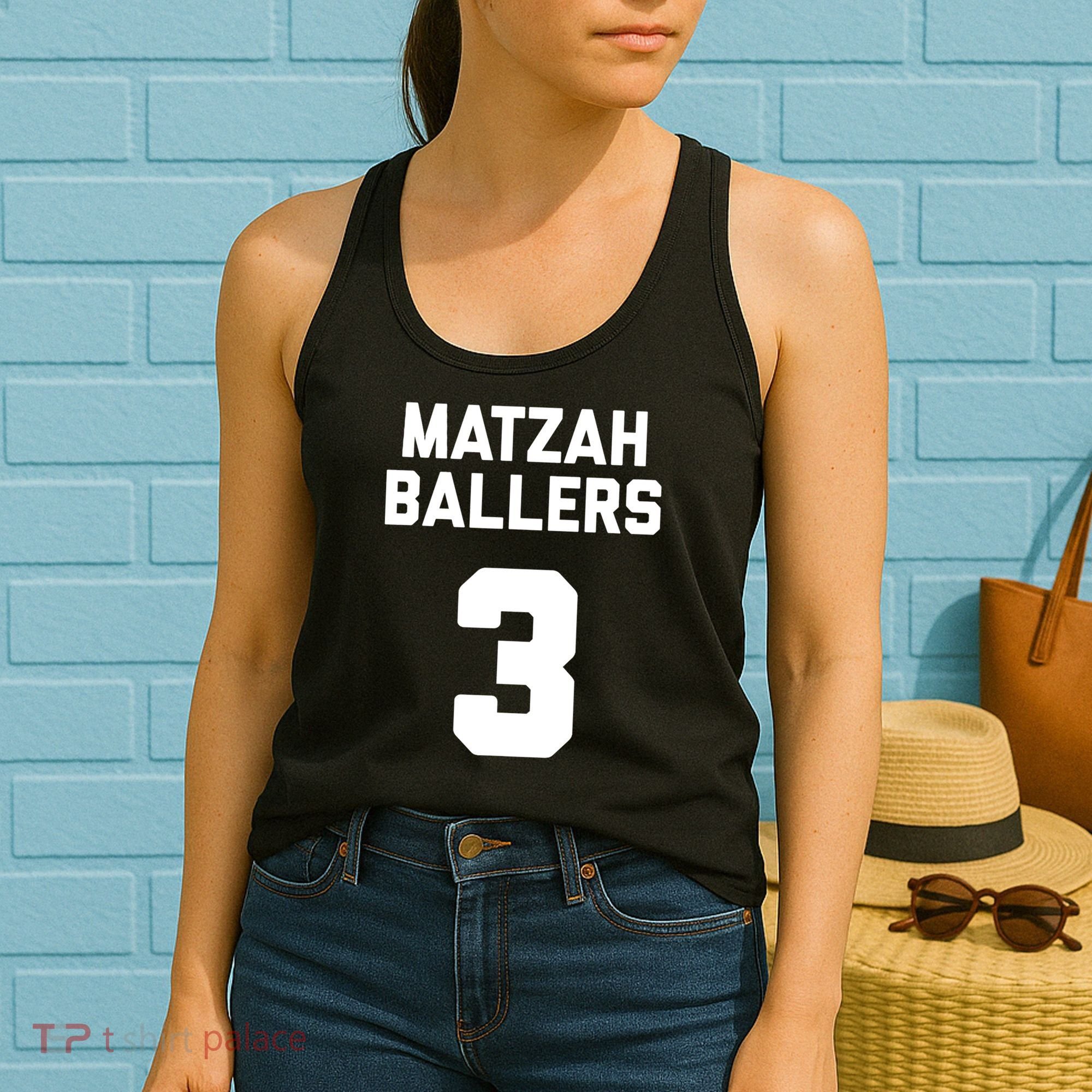 Matzah Baller 3 Funny Jewish Matzo Ball Pun Basketball Team Women's Tank Top