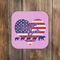 Mama Bear 4th Of July 4 Cubs Usa Flag Heart Coaster thumb 0