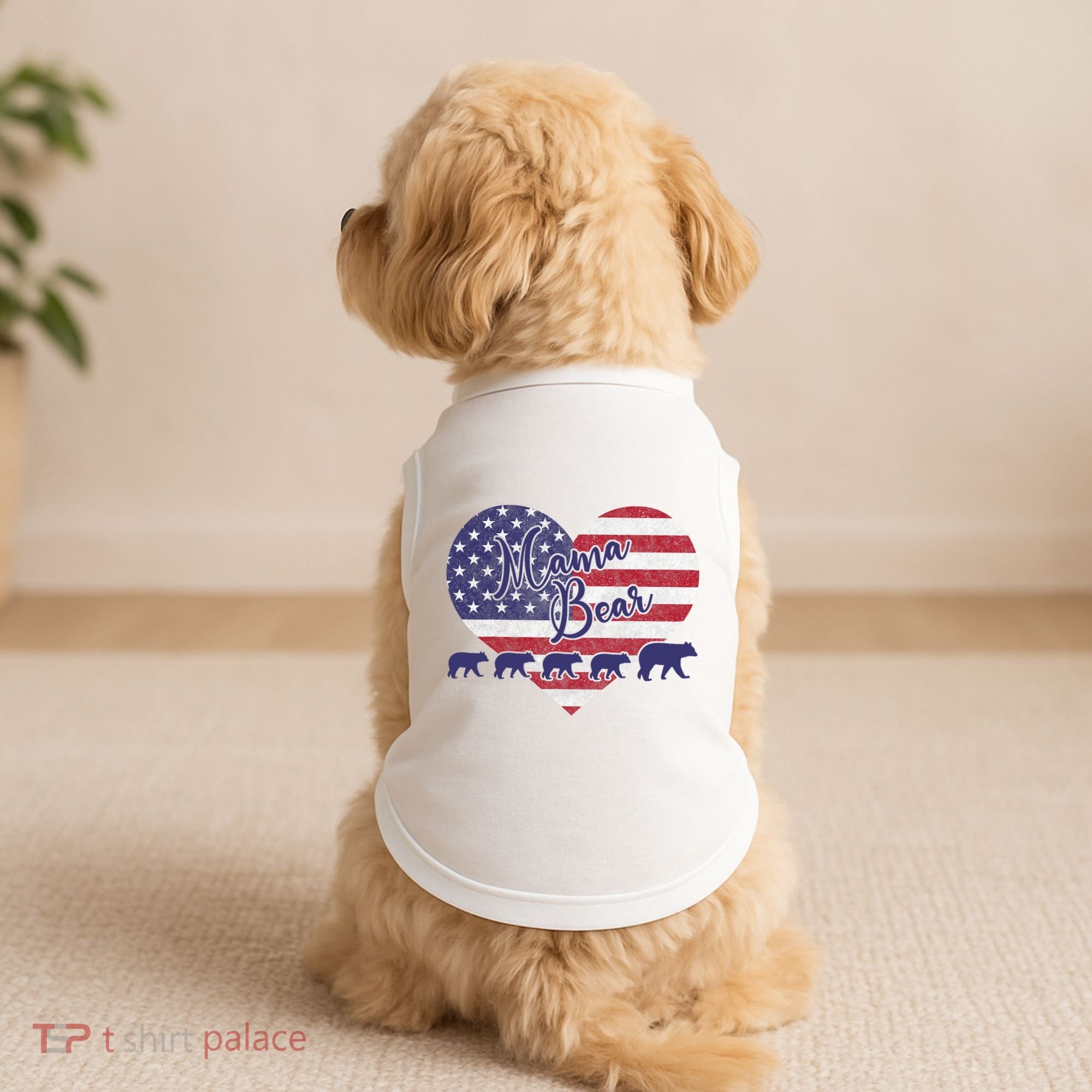 Mama Bear 4th Of July 4 Cubs Usa Flag Heart Doggie Tank