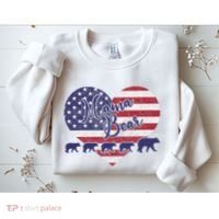 Mama Bear 4th Of July 4 Cubs Usa Flag Heart Sweatshirt thumb 2