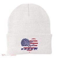 Mama Bear 4th Of July 4 Cubs Usa Flag Heart Beanie thumb 0