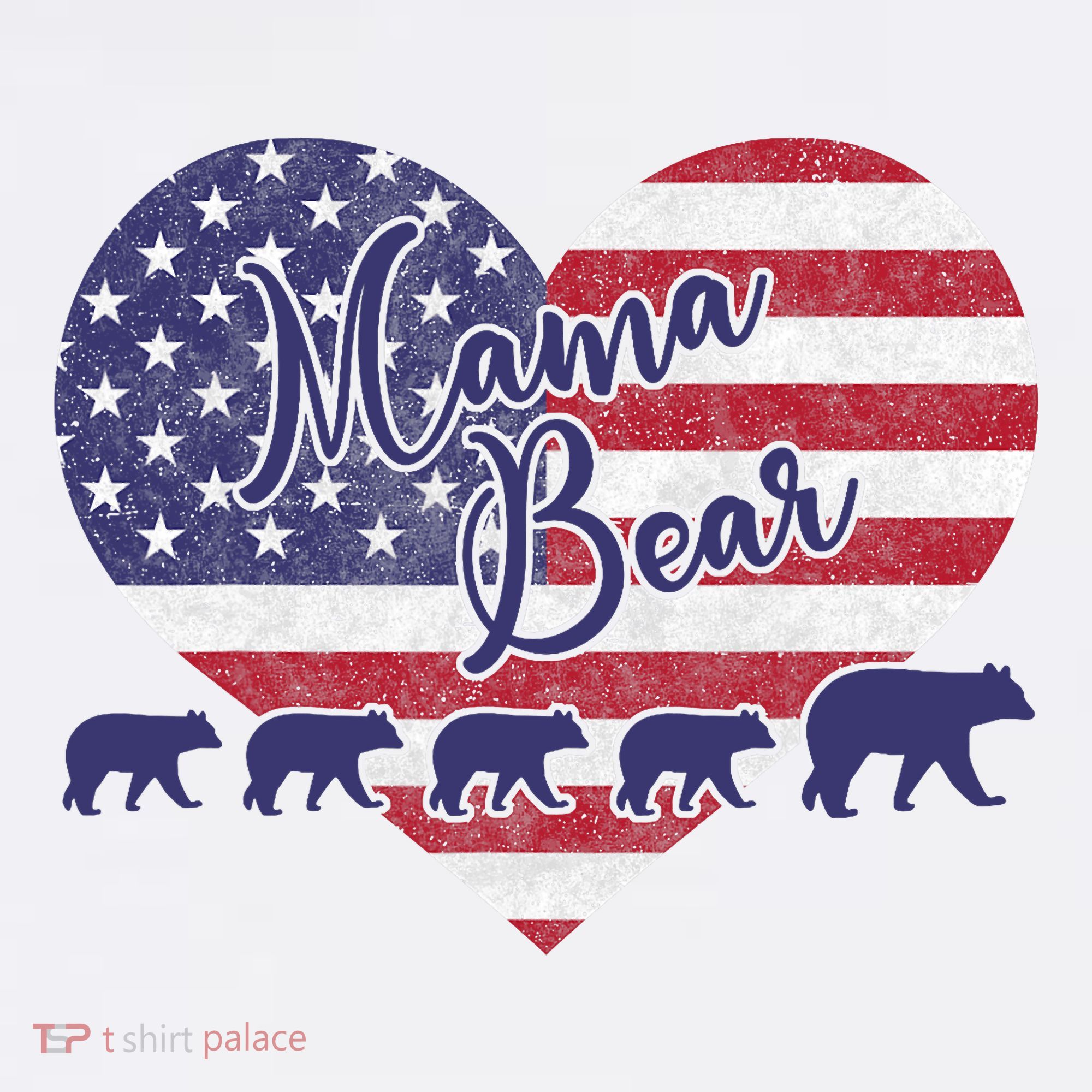 Mama Bear 4th Of July 4 Cubs Usa Flag Heart Mousepad