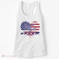 Mama Bear 4th Of July 4 Cubs Usa Flag Heart Women's Tank Top thumb 0