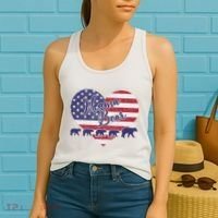 Mama Bear 4th Of July 4 Cubs Usa Flag Heart Women's Tank Top thumb 2