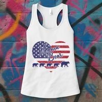 Mama Bear 4th Of July 4 Cubs Usa Flag Heart Women's Tank Top thumb 3