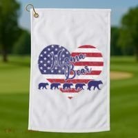 Mama Bear 4th Of July 4 Cubs Usa Flag Heart Golf Towel thumb 1