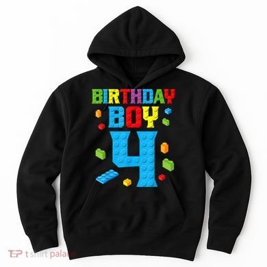 Master Builder 4th Birthday Boy 4 Four Year Building Bricks Hoodie