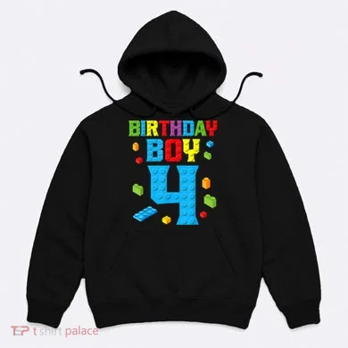 Master Builder 4th Birthday Boy 4 Four Year Building Bricks Hoodie