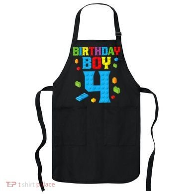 Master Builder 4th Birthday Boy 4 Four Year Building Bricks Apron