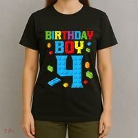 Master Builder 4th Birthday Boy 4 Four Year Building Bricks T-Shirt thumb 4
