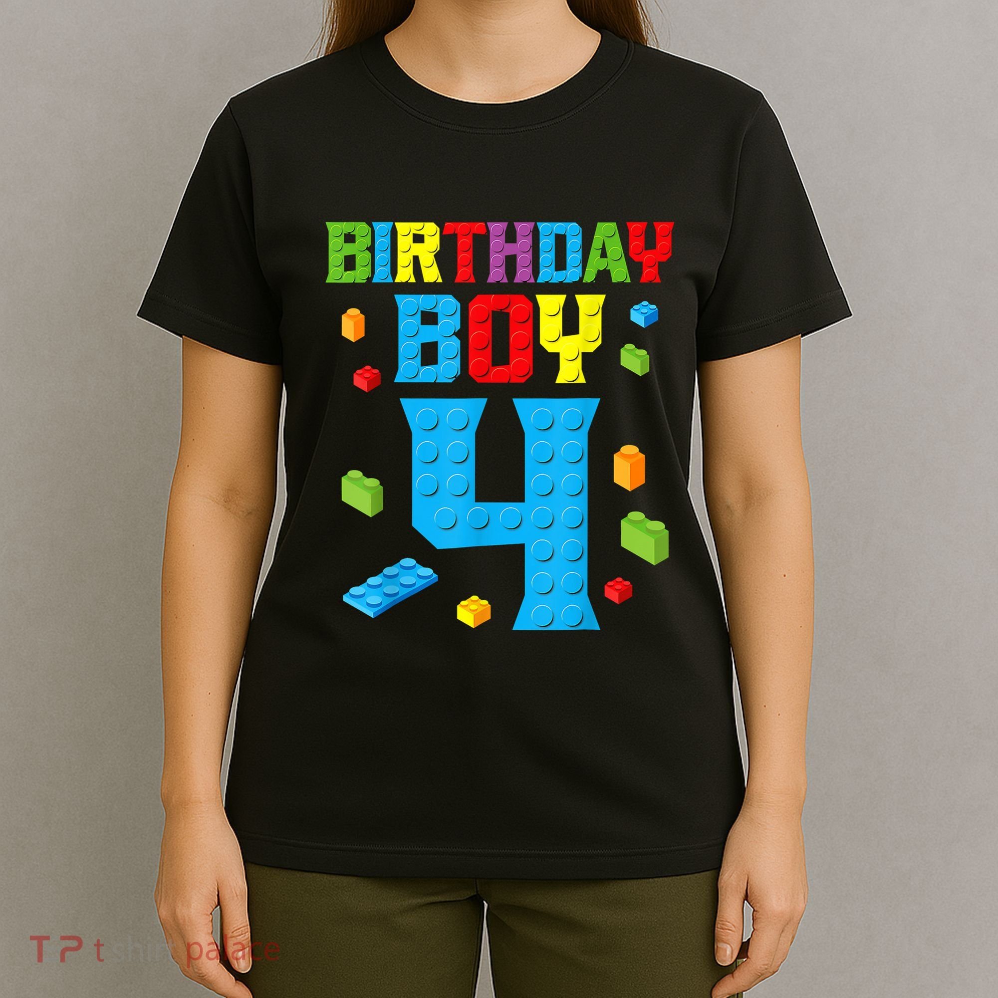 Master Builder 4th Birthday Boy 4 Four Year Building Bricks T-Shirt