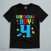 Master Builder 4th Birthday Boy 4 Four Year Building Bricks T-Shirt thumb 5