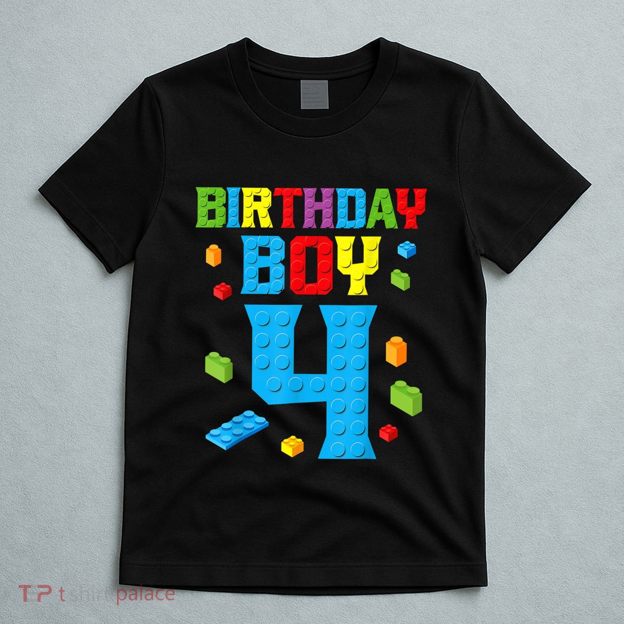 Master Builder 4th Birthday Boy 4 Four Year Building Bricks T-Shirt