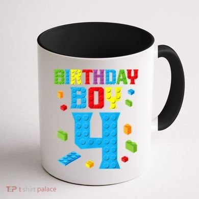 Master Builder 4th Birthday Boy 4 Four Year Building Bricks Coffee Mug back