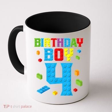 Master Builder 4th Birthday Boy 4 Four Year Building Bricks Coffee Mug