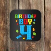 Master Builder 4th Birthday Boy 4 Four Year Building Bricks Coaster thumb 0
