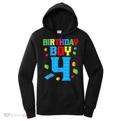 Master Builder 4th Birthday Boy 4 Four Year Building Bricks Women's Hoodie