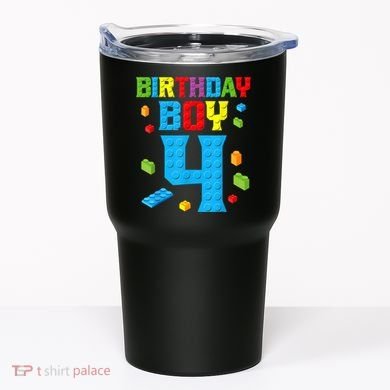 Master Builder 4th Birthday Boy 4 Four Year Building Bricks Tumbler