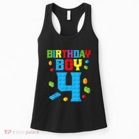 Master Builder 4th Birthday Boy 4 Four Year Building Bricks Women's Tank Top thumb 0