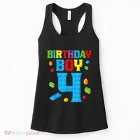 Master Builder 4th Birthday Boy 4 Four Year Building Bricks Women's Tank Top thumb 0