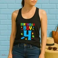 Master Builder 4th Birthday Boy 4 Four Year Building Bricks Women's Tank Top thumb 2