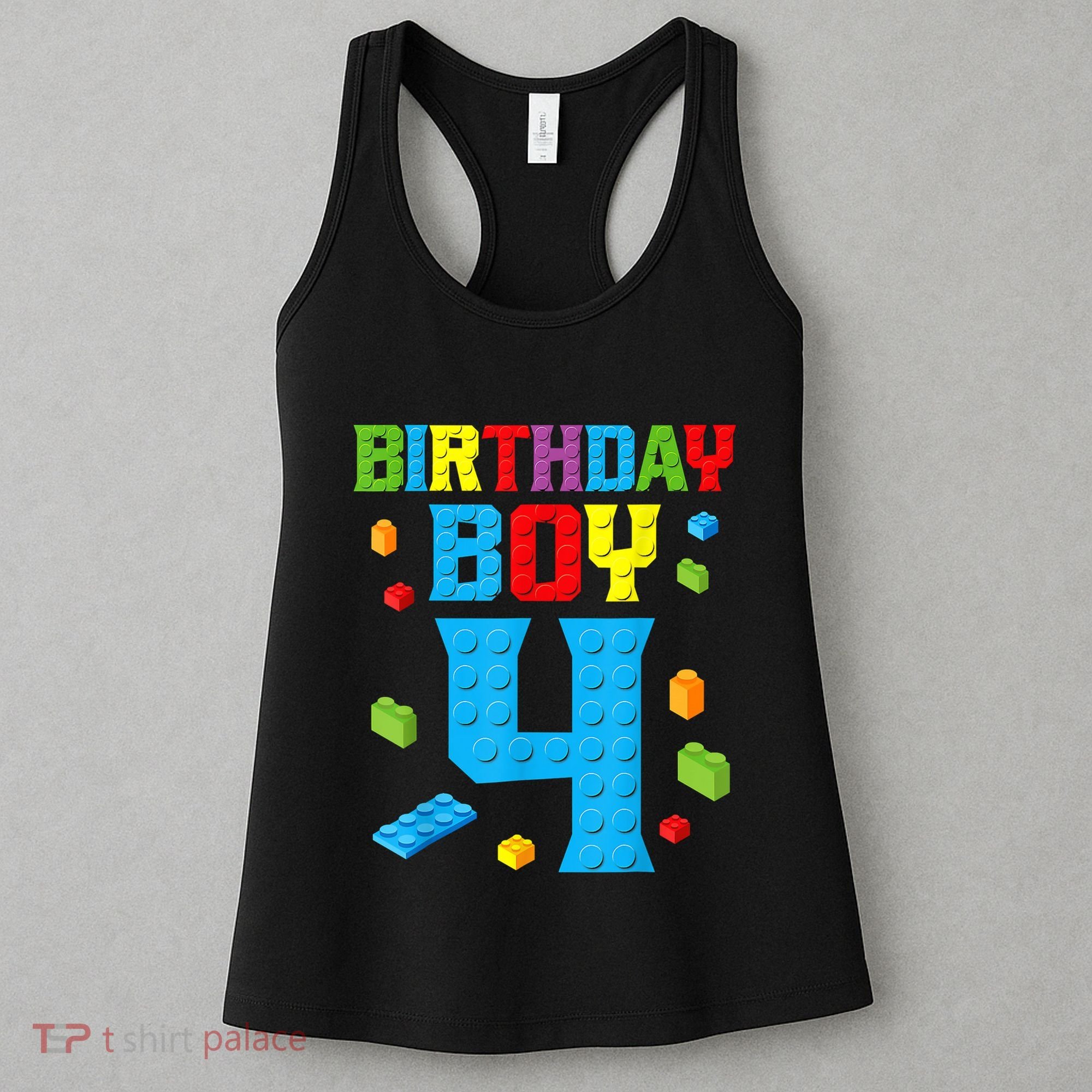Master Builder 4th Birthday Boy 4 Four Year Building Bricks Women's Tank Top