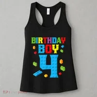 Master Builder 4th Birthday Boy 4 Four Year Building Bricks Women's Tank Top thumb 3