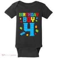 Master Builder 4th Birthday Boy 4 Four Year Building Bricks Baby Bodysuit thumb 0