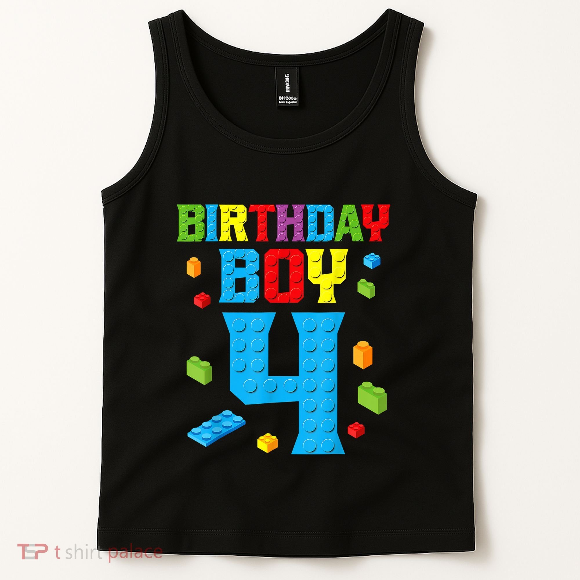 Master Builder 4th Birthday Boy 4 Four Year Building Bricks Tank Top