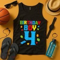 Master Builder 4th Birthday Boy 4 Four Year Building Bricks Tank Top thumb 4